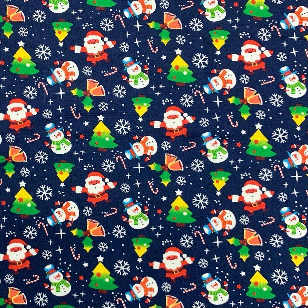 Mini Snowmen and Santa Cotton Fabric - Pound Fabrics