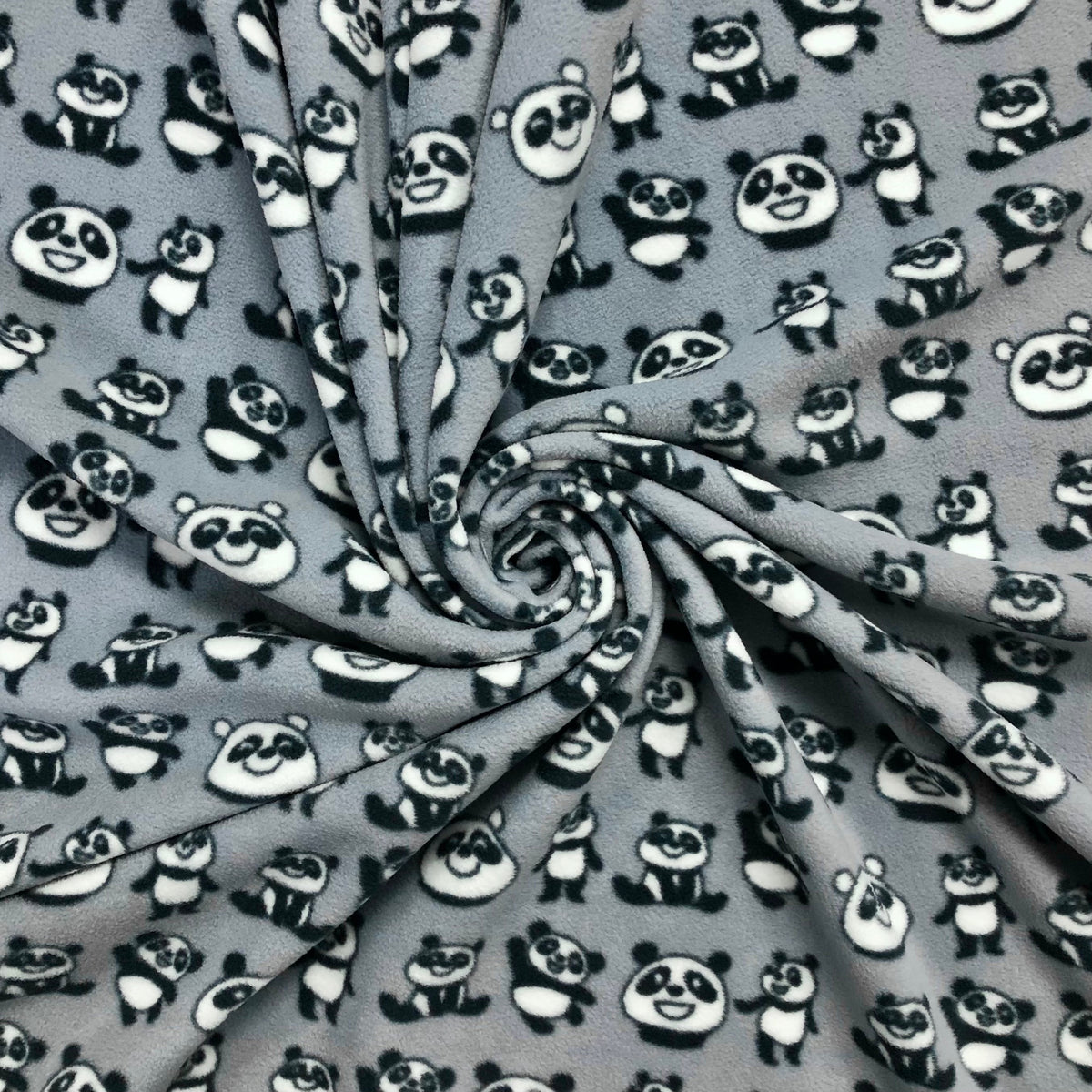 Grey Panda Anti Pill Polar Fleece Fabric