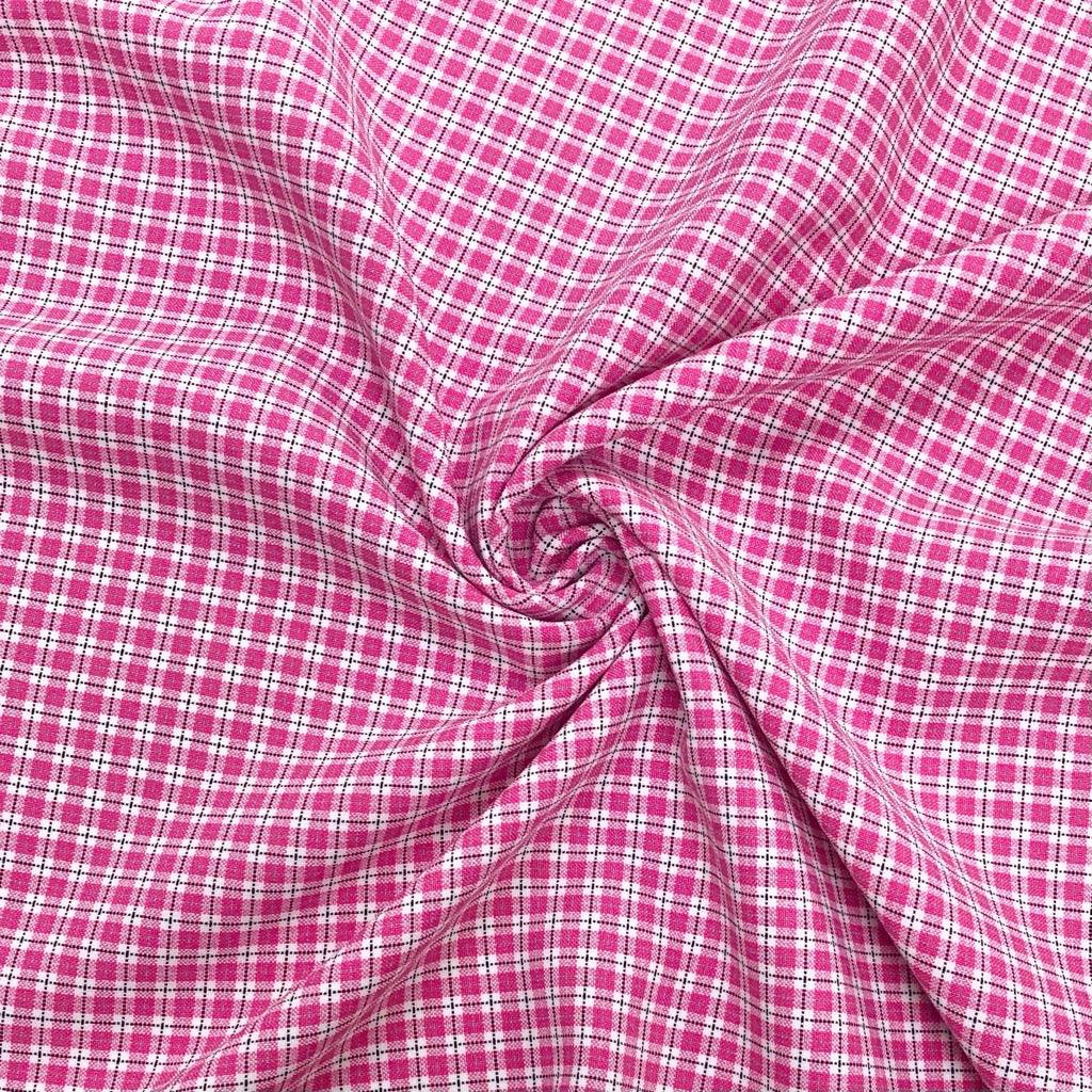 Dark Pink and White Mini Check Suiting - 2 metres for £2 - Pound Fabrics