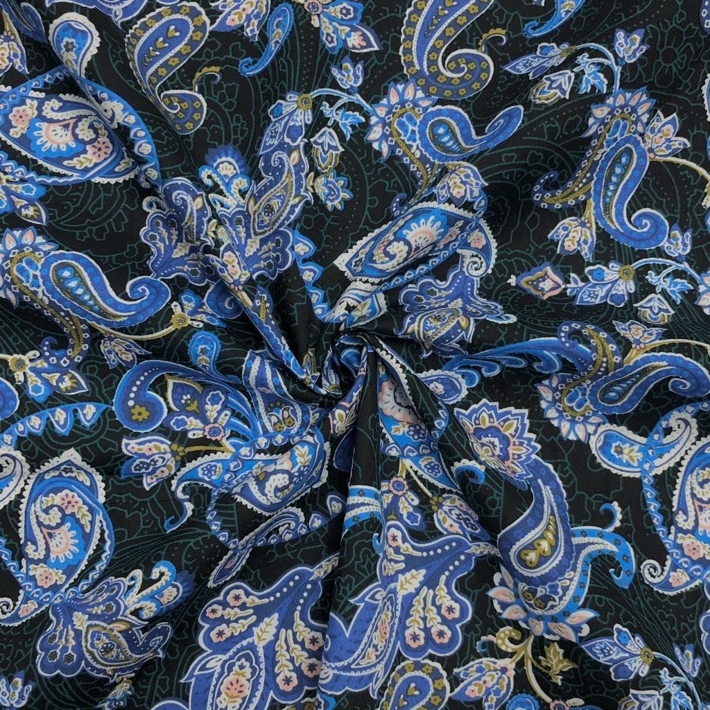 Large Floral Paisley Swirl Cotton Poplin Fabric