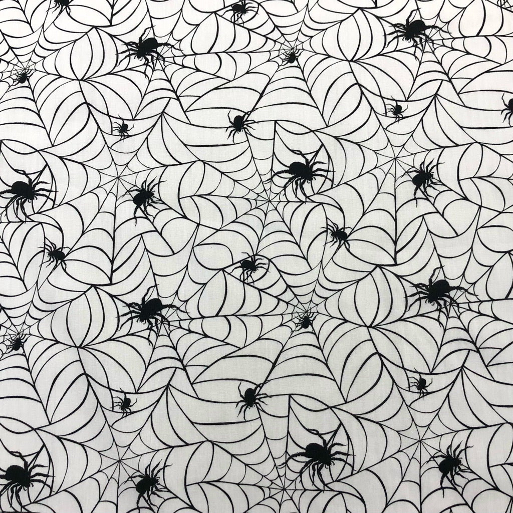 Spider Webs Halloween Polycotton Fabric - Pound Fabrics
