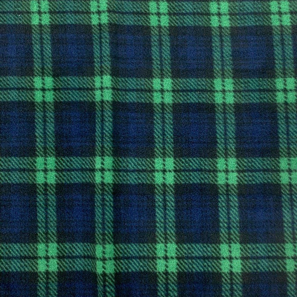 Blue and Green Check Polar Fleece Fabric (6553743851543)