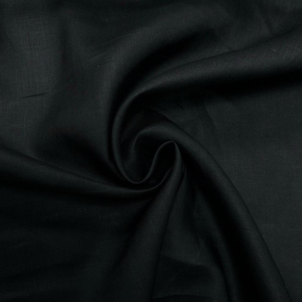 Plain Black Ramie Linen Fabric - Pound Fabrics