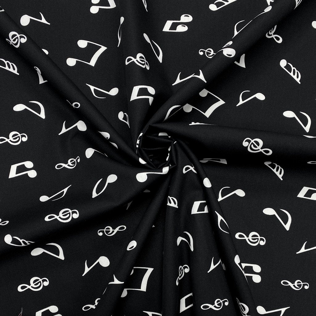 Musical Notes Rose &amp; Hubble Cotton Poplin Fabric (6553737396247)