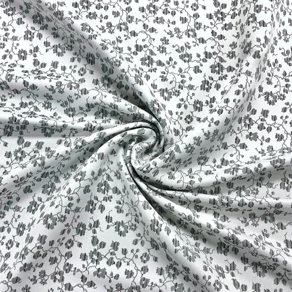 Grey Flower Vines Upholstery Fabric - Pound Fabrics