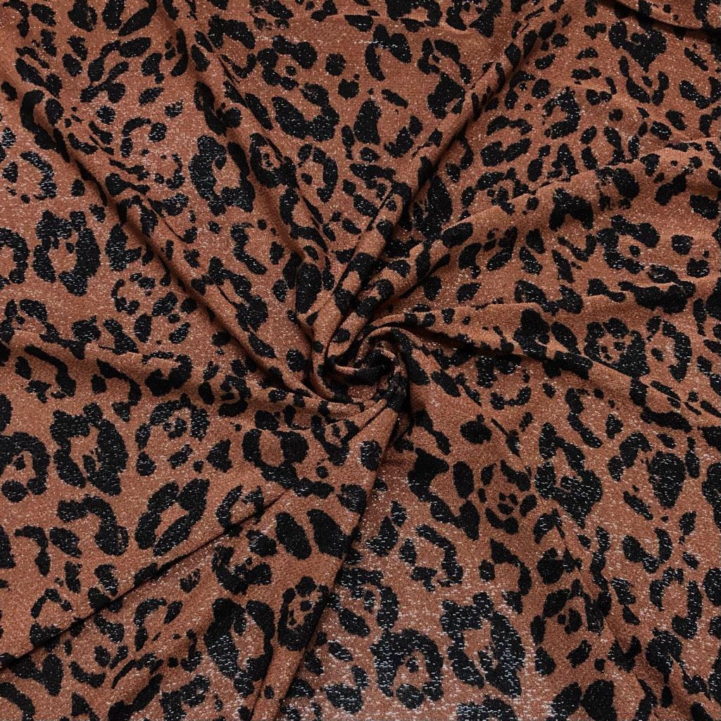 Leopard Printed Lurex Jersey Fabric - Pound Fabrics