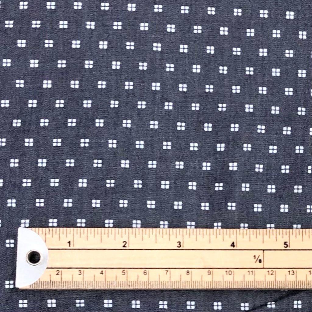Budget Ditsy Square Chambray Denim Fabric - Pound Fabrics