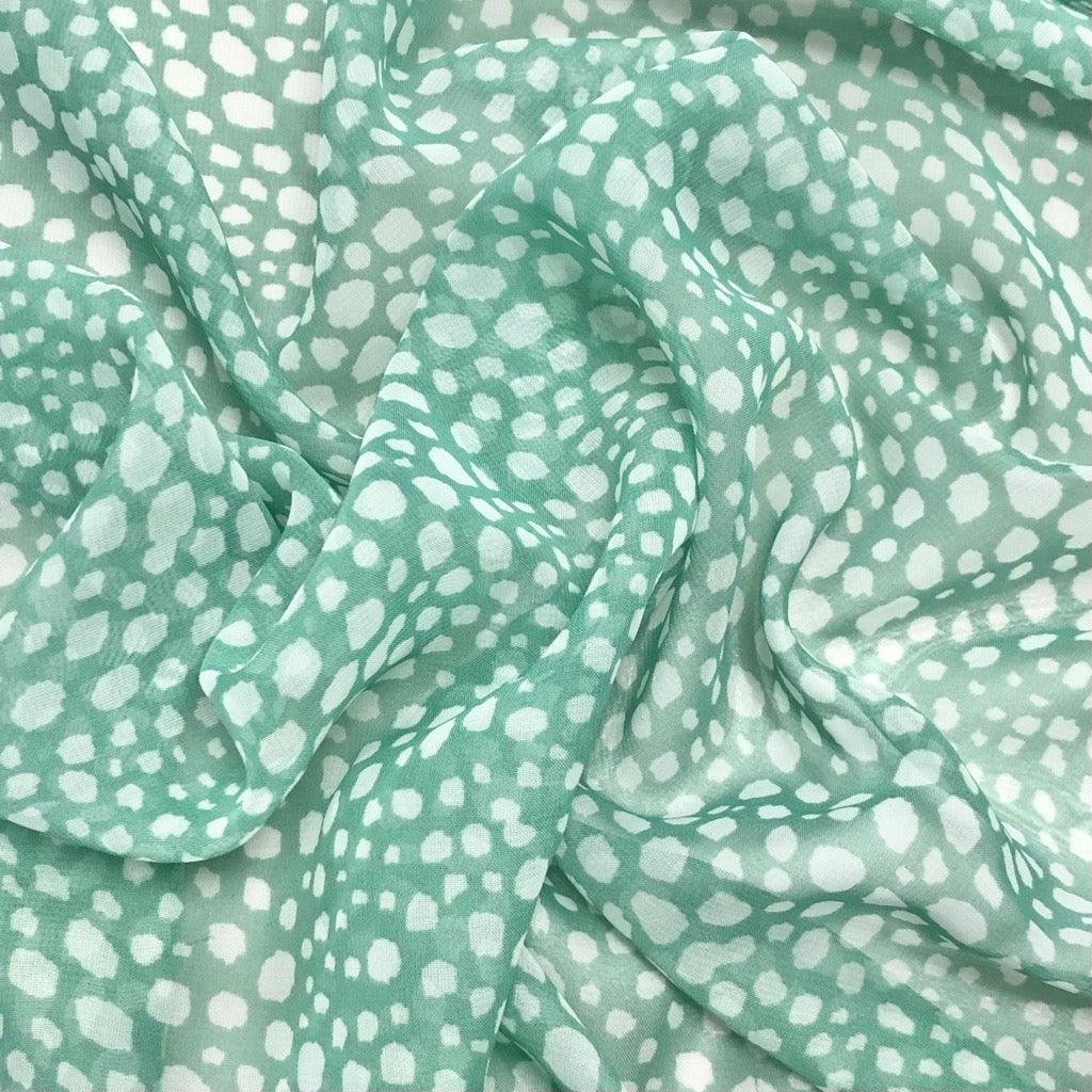 White Spots Crinkle Chiffon Fabric - 3m Pre-cut - Pound Fabrics