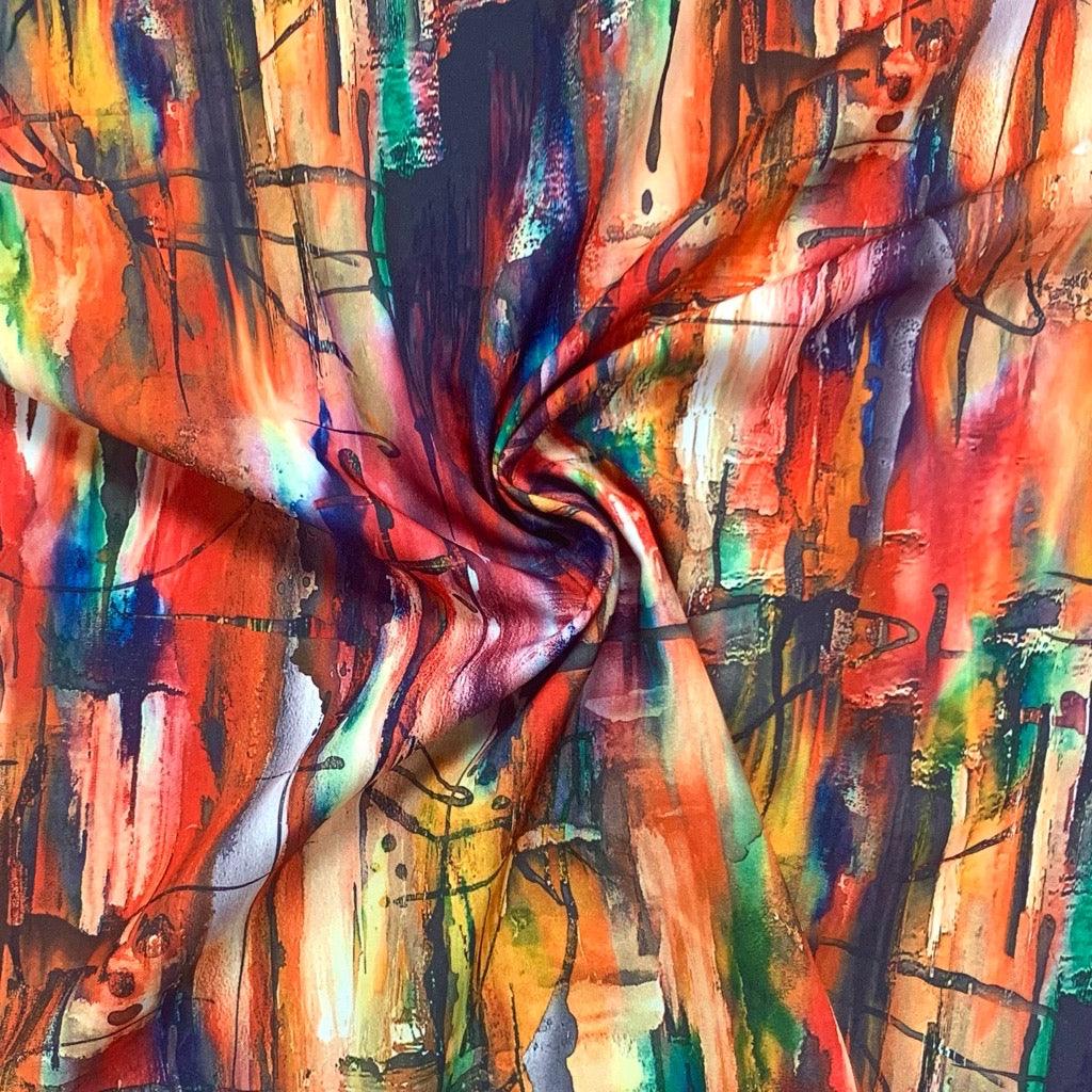 Abstract Painting Polyester Canvas Fabric - Pound Fabrics