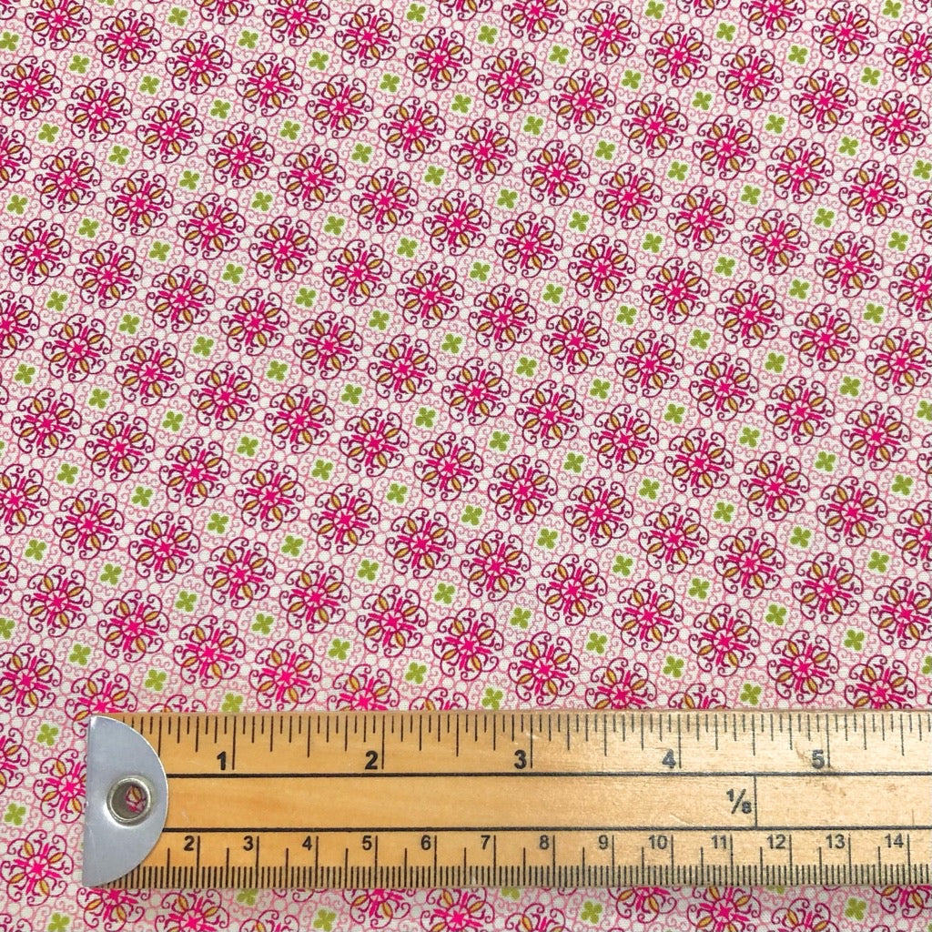 Pink Floral Clovers Cotton Lawn Fabric