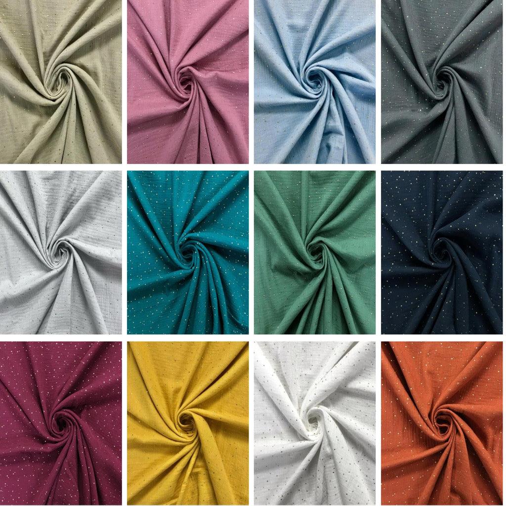 Gold Speckled Double Gauze Fabric - Pound Fabrics