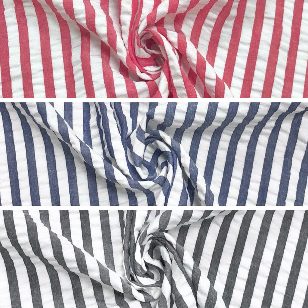 Wide Stripes Seersucker Fabric - Pound Fabrics