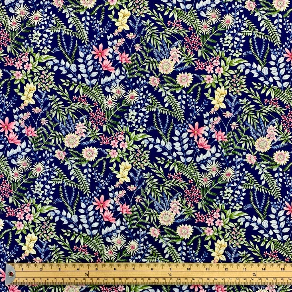 Botanical Rose &amp; Hubble Cotton Poplin Fabric - Pound Fabrics
