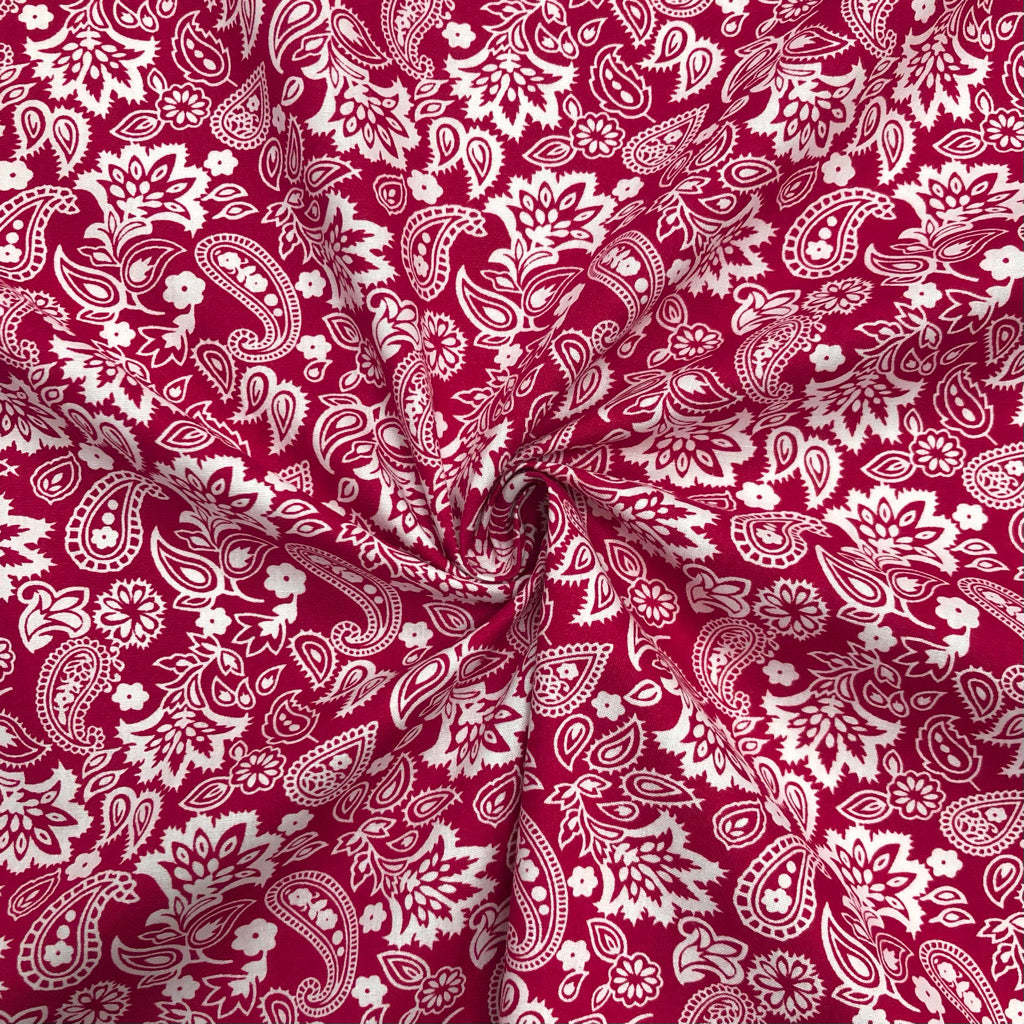 Small Floral Paisley Cotton Poplin Fabric