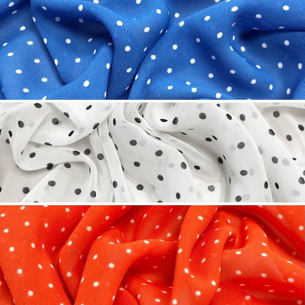 Polka Dot Chiffon Fabric - 3m Pre-cut - Pound Fabrics
