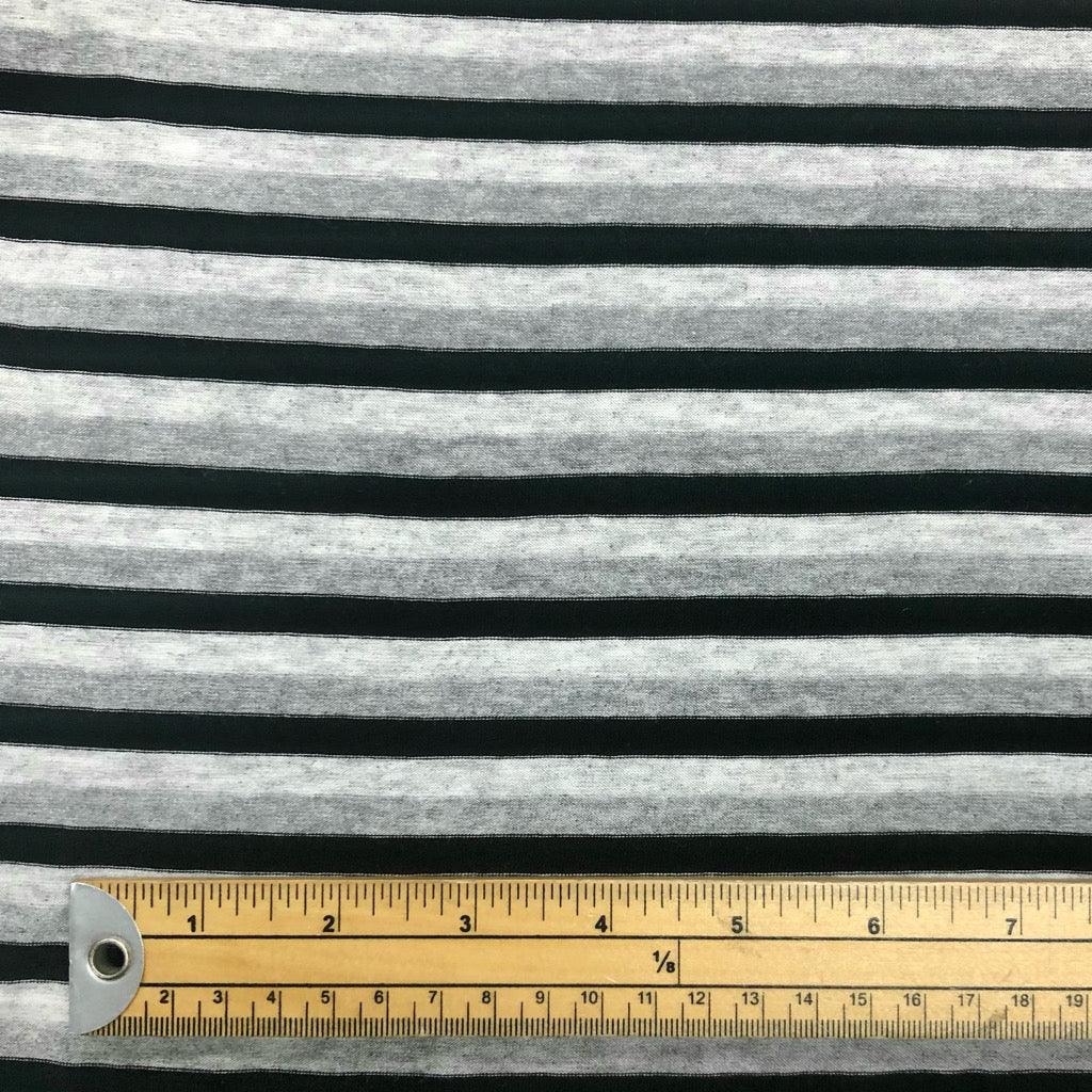 Grey and Black Striped Jersey Fabric - Pound Fabrics