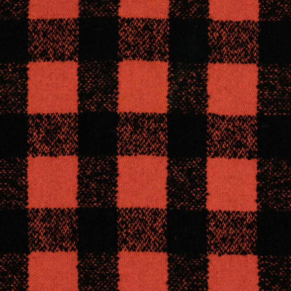 Orange and Black Checkered Wool Blend Boucle Fabric - Pound Fabrics