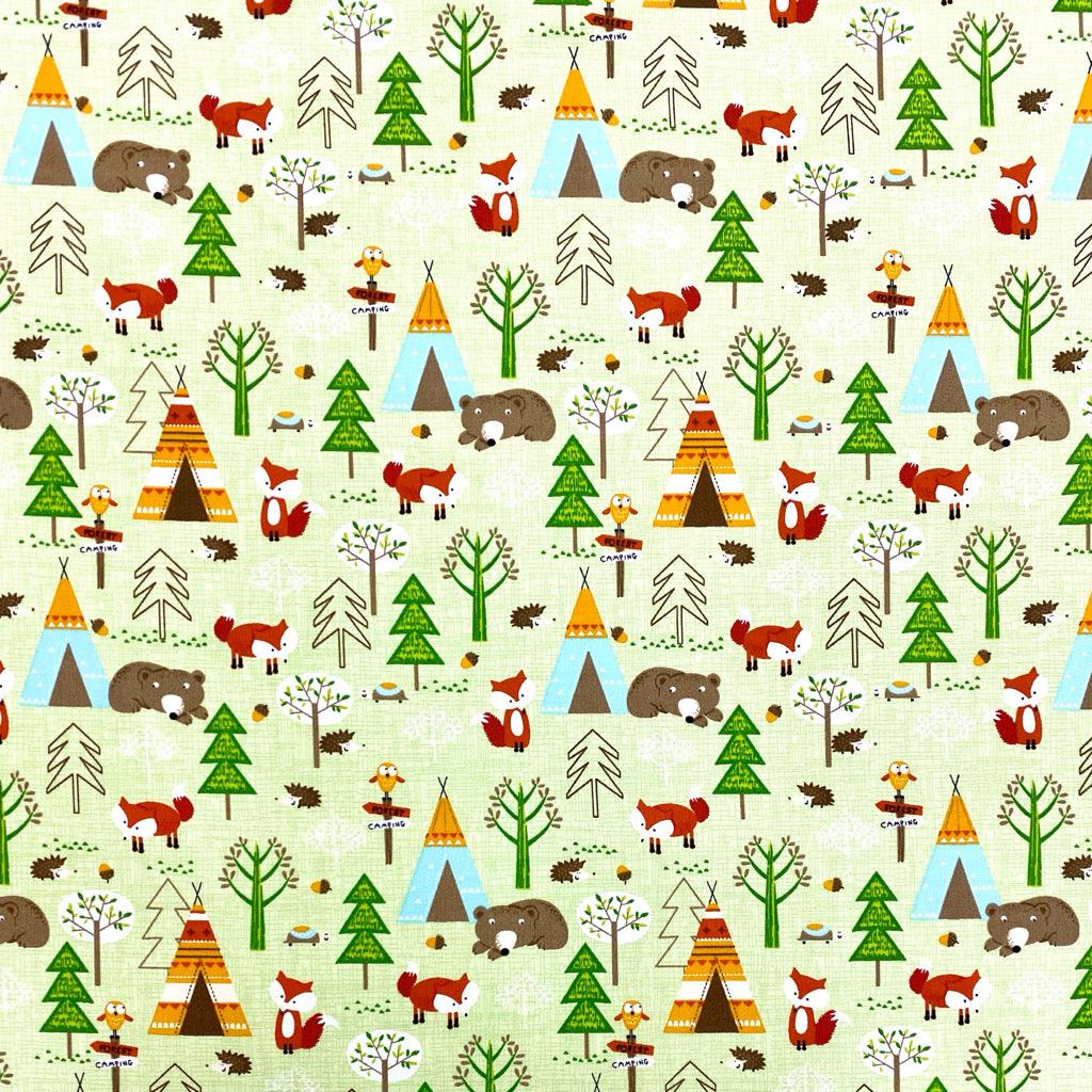 Animals In The Forest Rose &amp; Hubble Cotton Poplin Fabric - Pound Fabrics