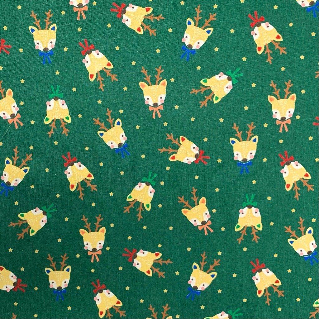 Reindeer Faces Cotton Fabric - Pound Fabrics