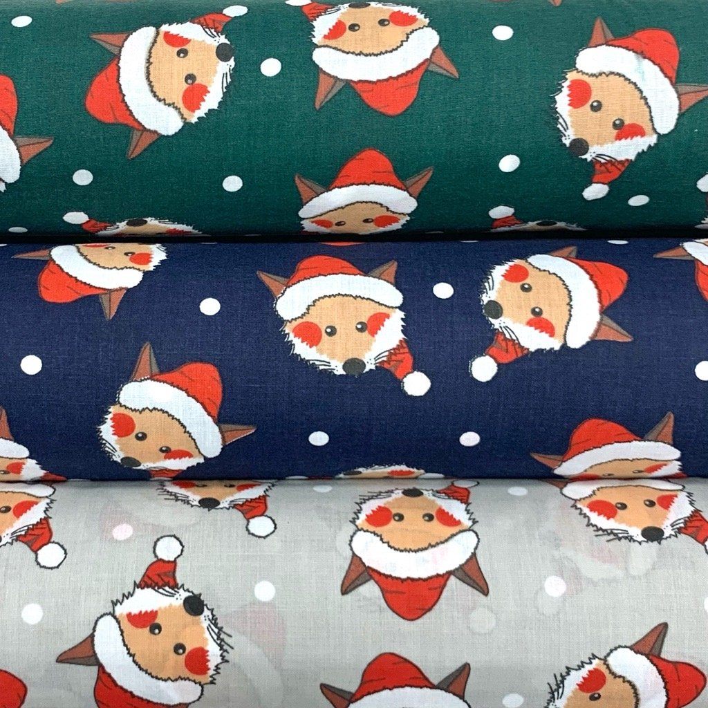 Foxes in Hats Polycotton Fabric (6564175937559)