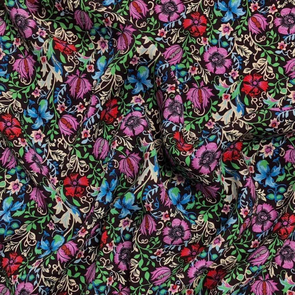 Purple Floral Ecovero Viscose Fabric - Pound Fabrics