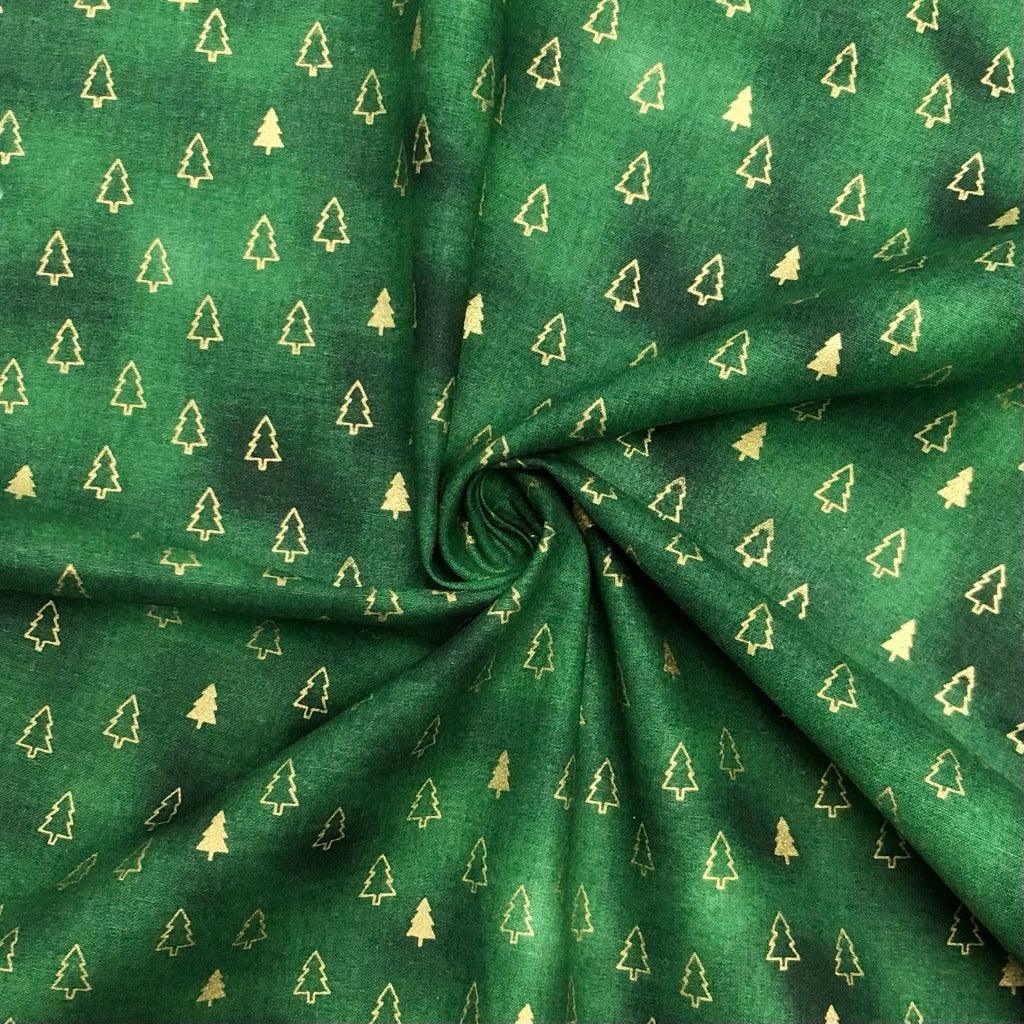 Metallic Foil Xmas Trees Blender Christmas Cotton Fabric - John Louden - Pound Fabrics