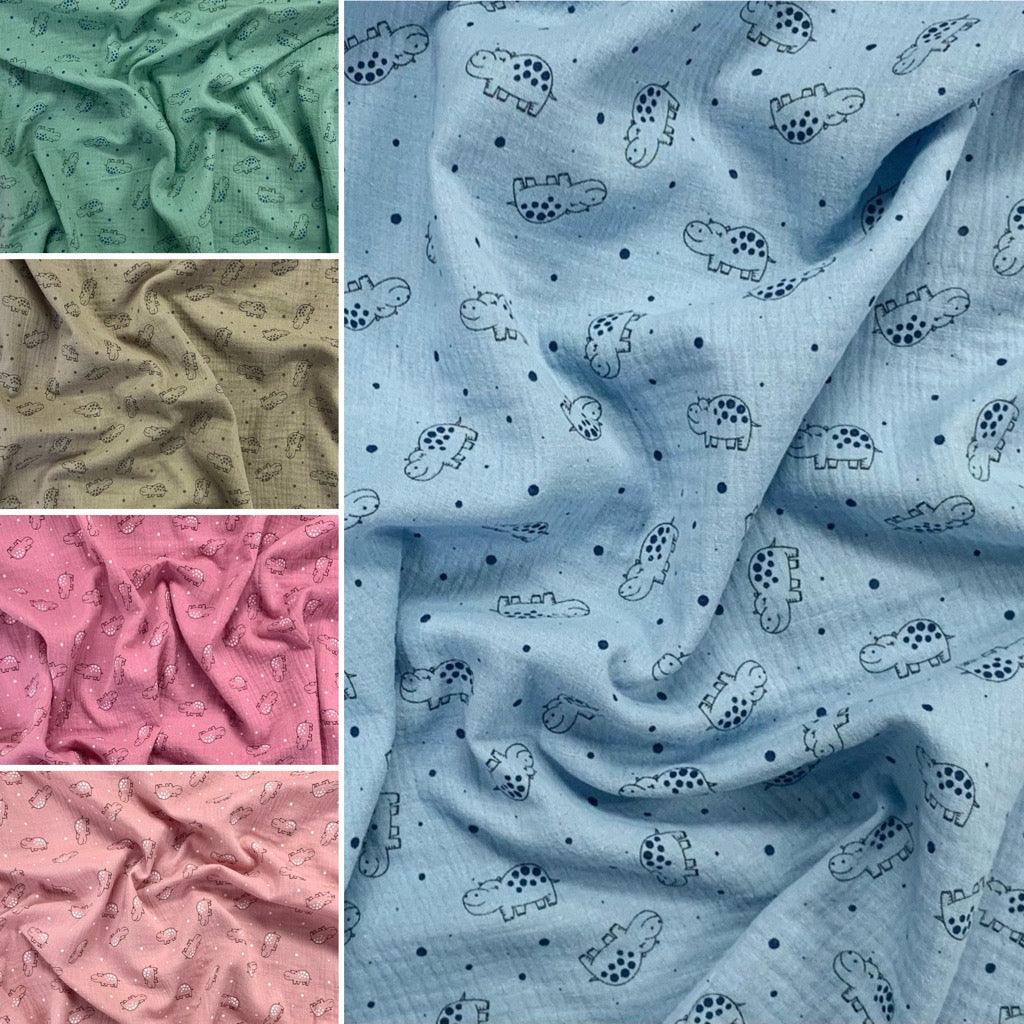 Hippos Double Gauze Fabric - Pound Fabrics