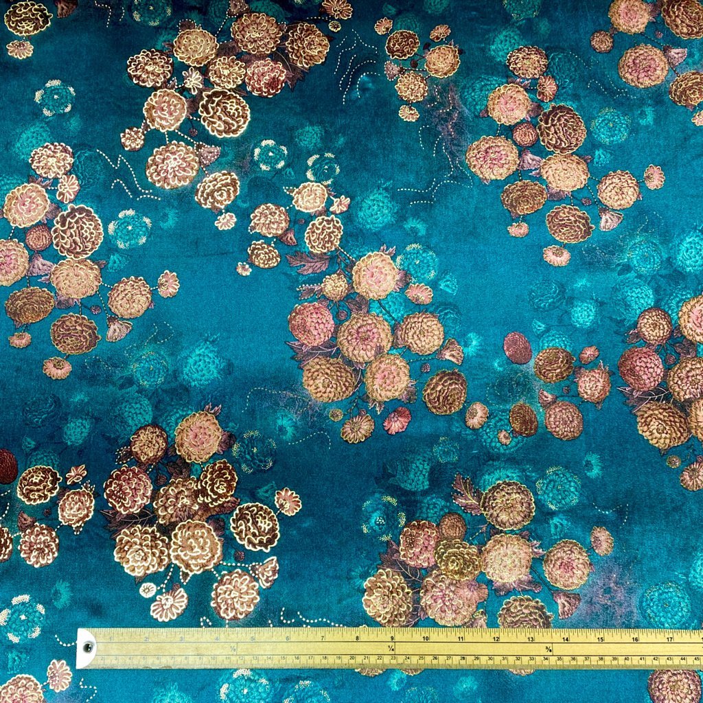 Round Flowers Foil Velvet Fabric