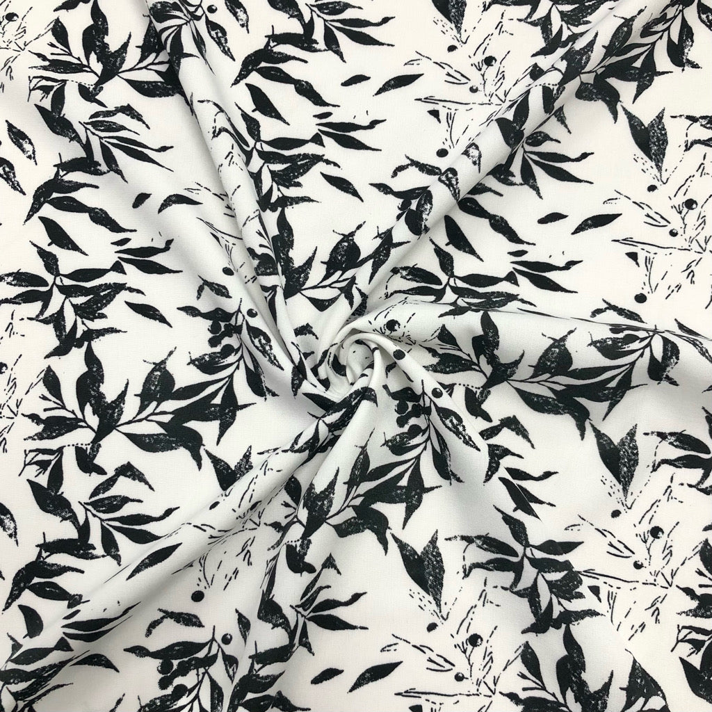 Leaf Sketches Crepe Fabric