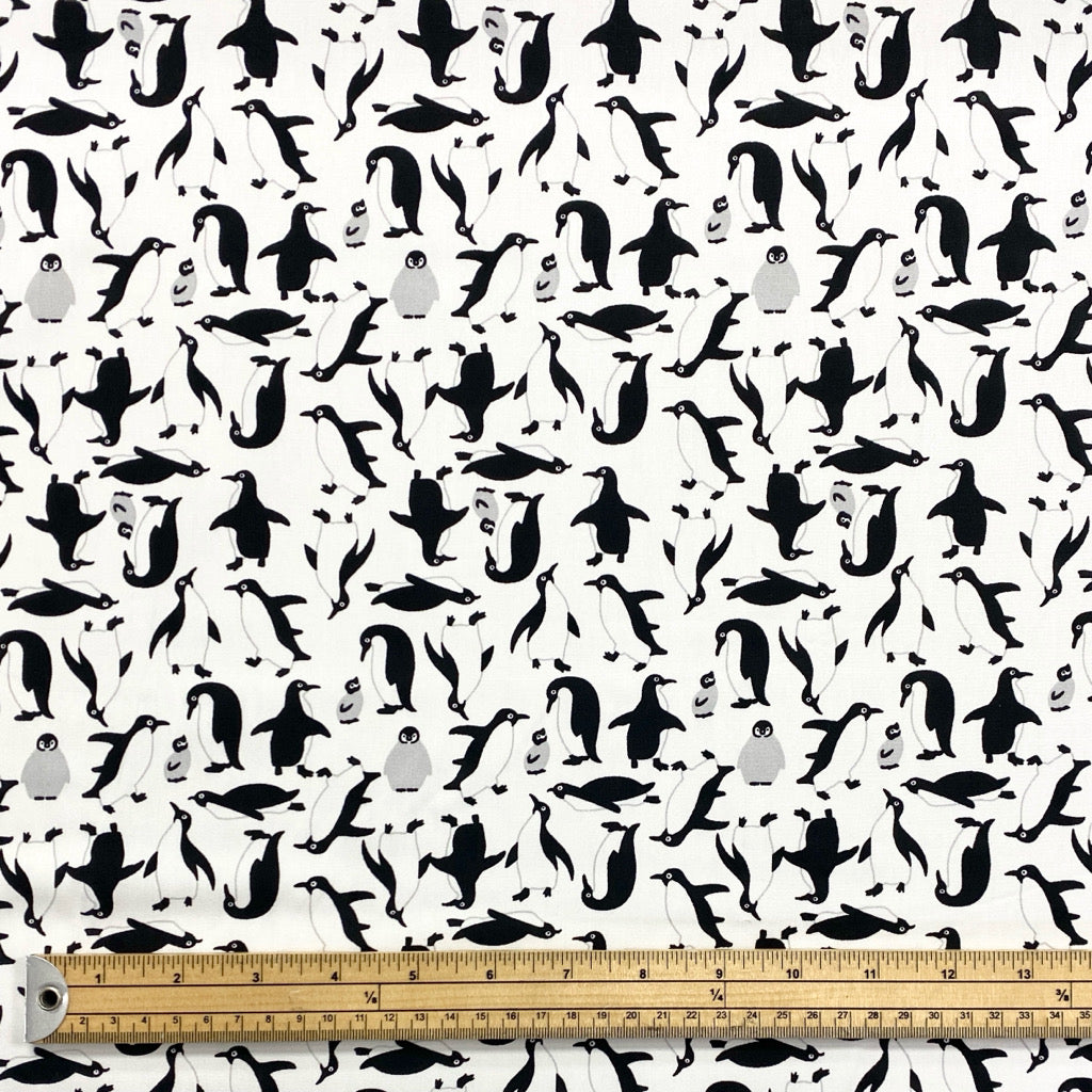 Penguins Rose &amp; Hubble Cotton Poplin Fabric - Pound Fabrics