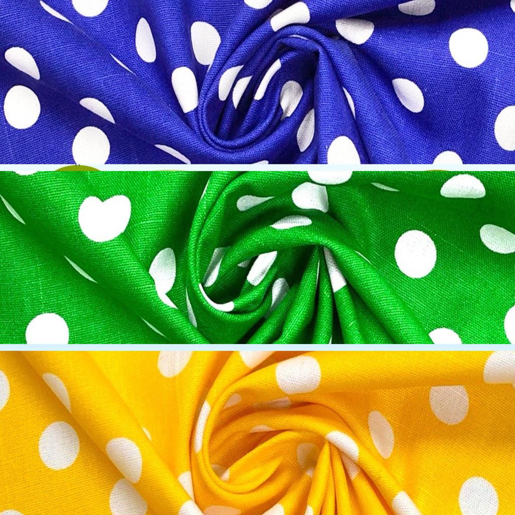 15mm White Polka Dot Cotton Canvas Fabric - Pound Fabrics