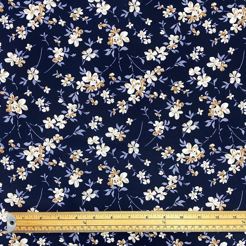 Floral Branch Rose &amp; Hubble Cotton Poplin Fabric (6553980796951)