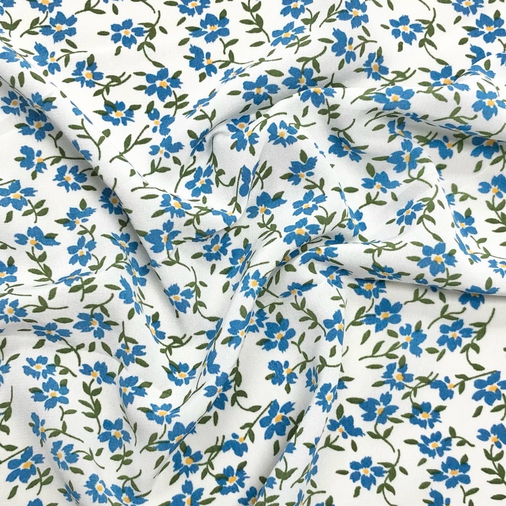 Spring Floral Polyester Crepe Fabric