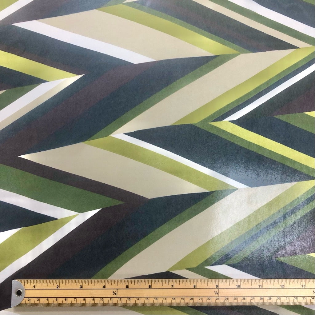 Green/Navy/Purple Stripes Chiffon Fabric - Pound Fabrics