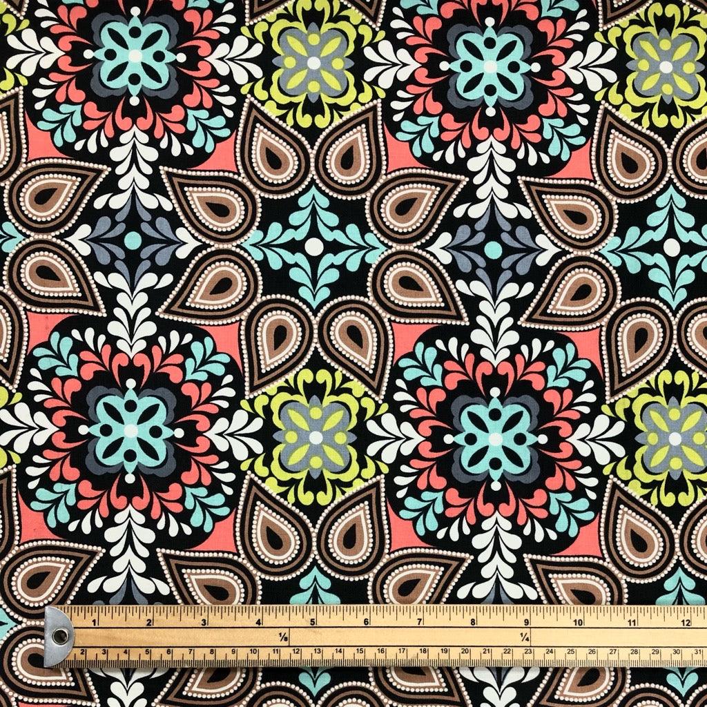 Multicoloured Flower Drops Cotton Poplin Fabric - 58" wide - Pound Fabrics