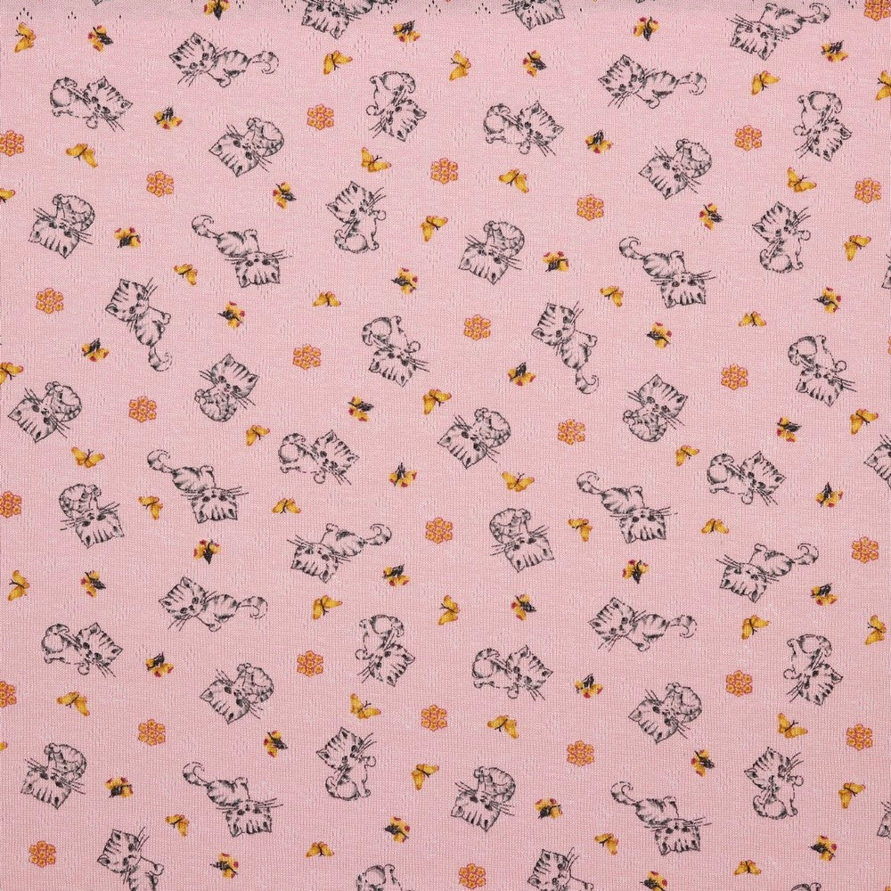Kittens Pointoille Jersey Fabric - Pound Fabrics