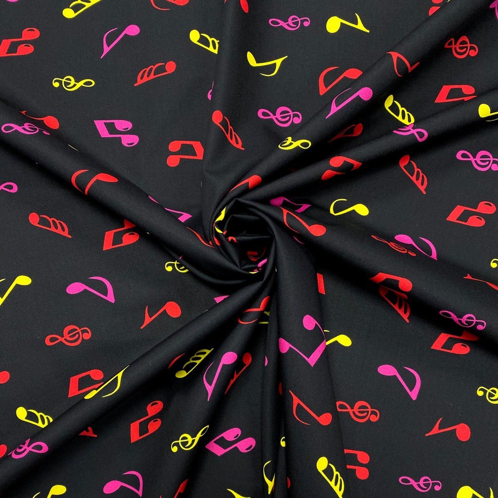 Musical Notes Rose &amp; Hubble Cotton Poplin Fabric (6553737396247)