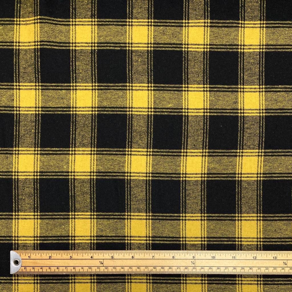 Mustard and Black Tartan Brushed Cotton Fabric - Pound Fabrics