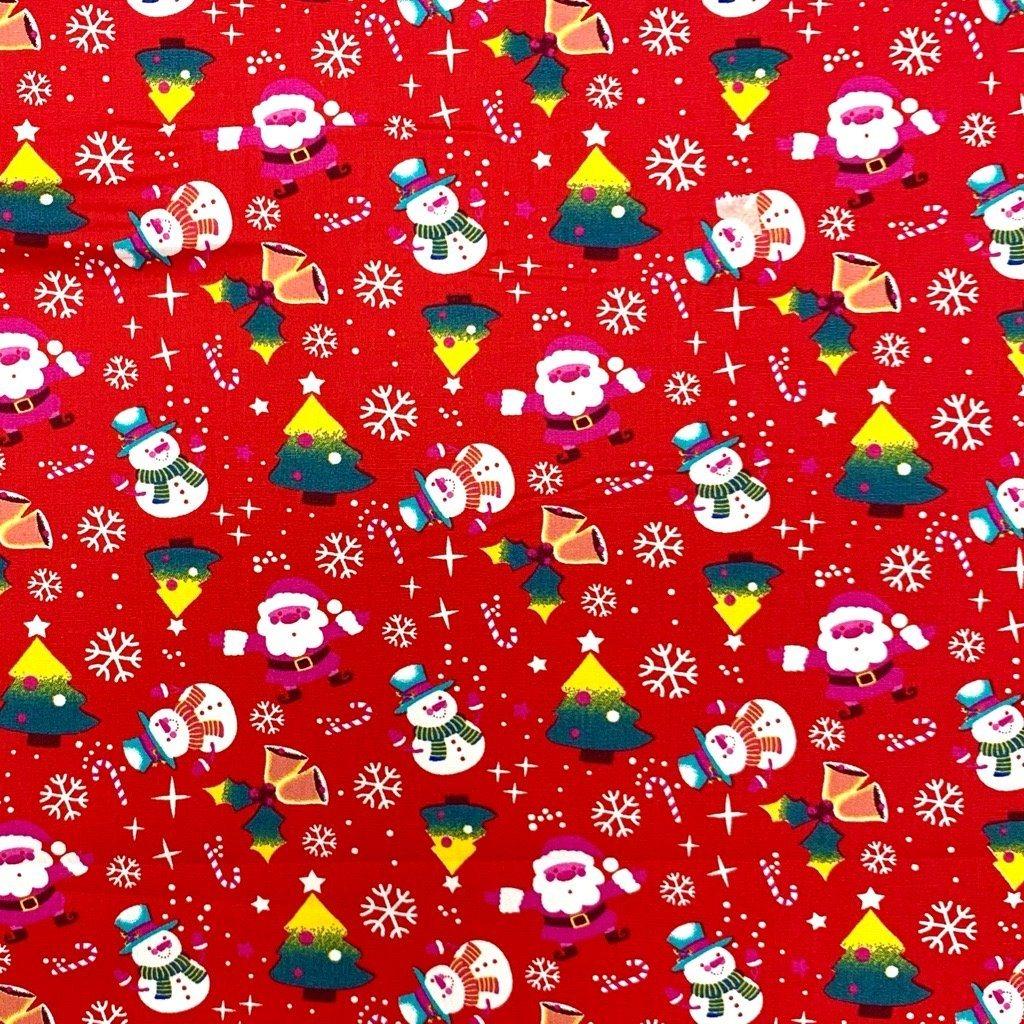 Mini Snowmen and Santa Cotton Fabric - Pound Fabrics