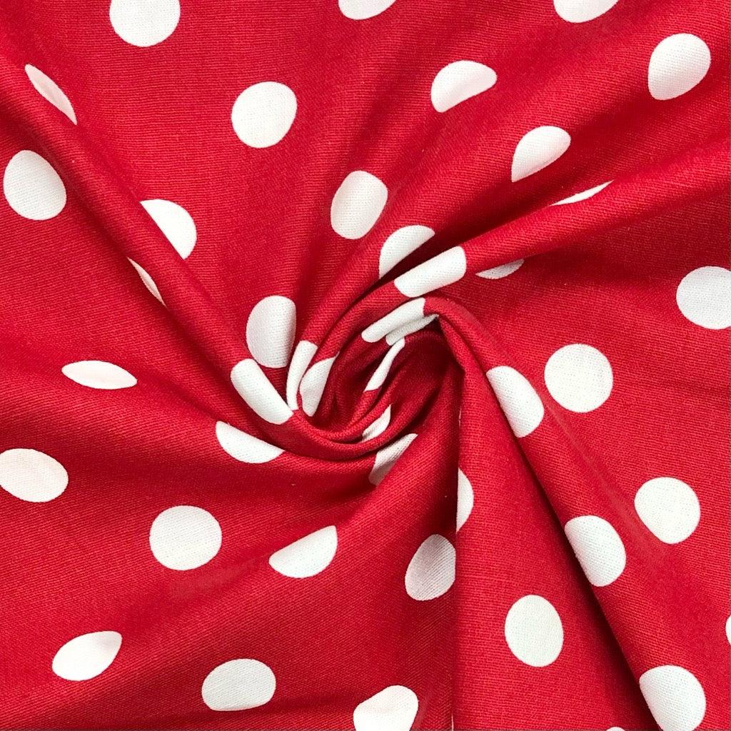 20mm White Polka Dot Cotton Canvas Fabric - Pound Fabrics