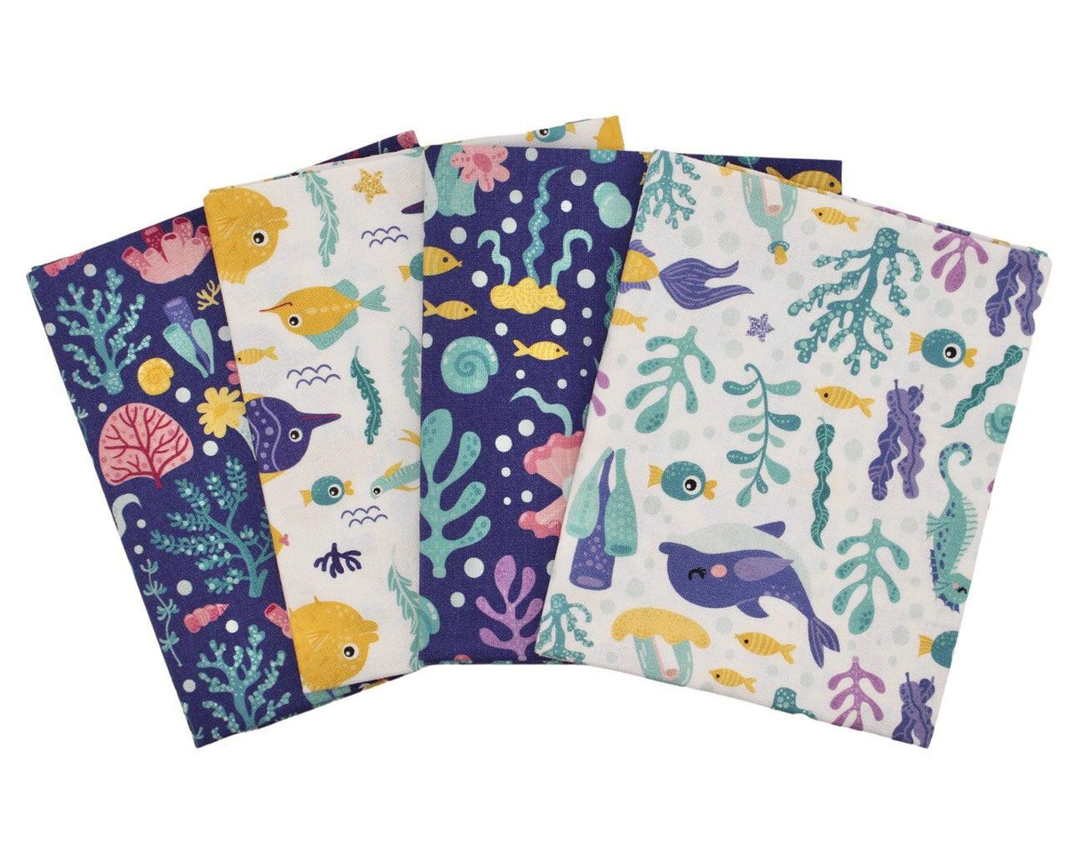 Aqua Adventure 4 Piece Cotton Fat Quarter Bundle - Pound Fabrics