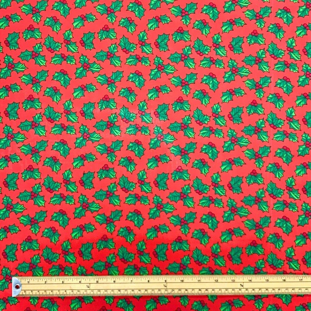 All Over Holly Polycotton Fabric - Pound Fabrics