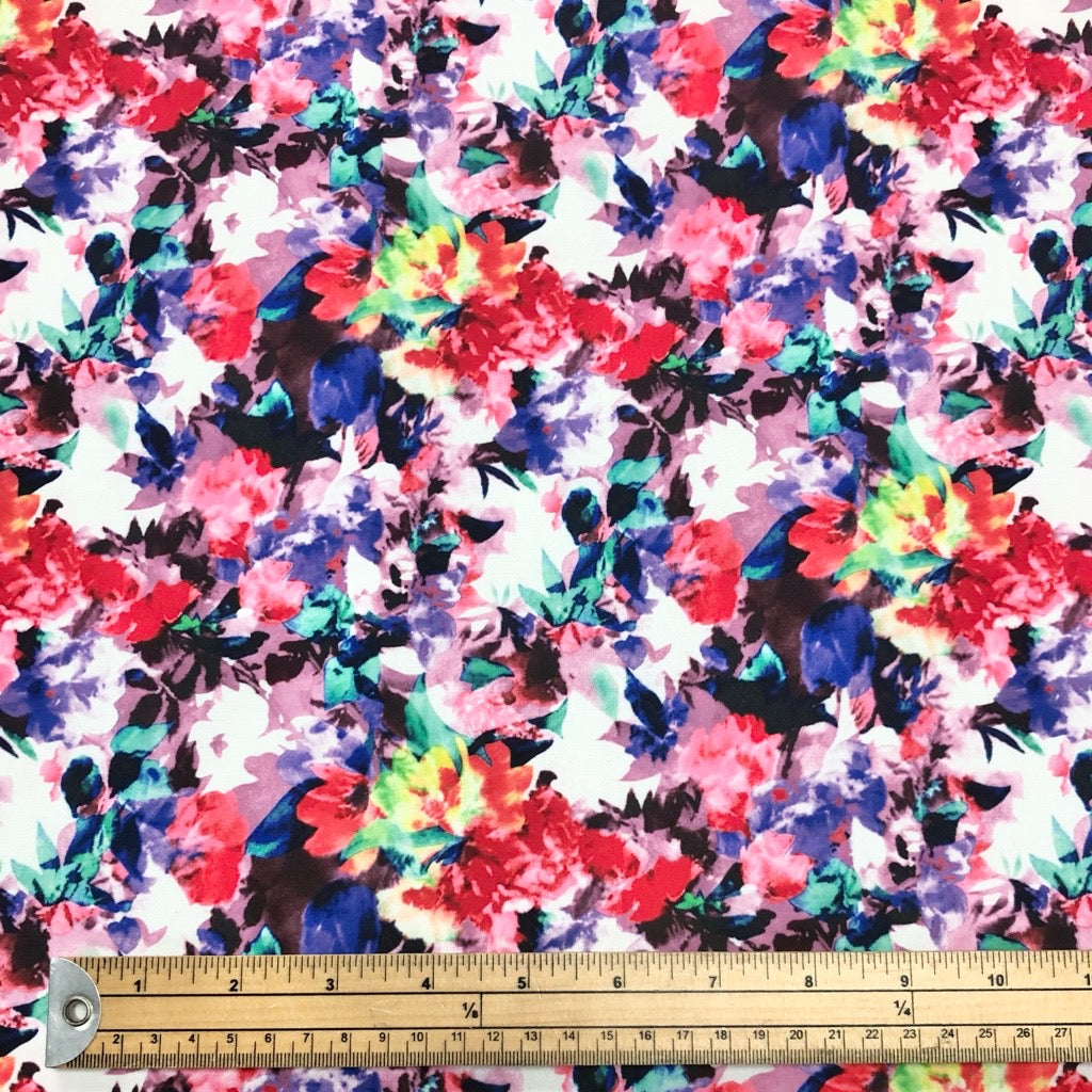 Multicoloured Abstract Floral Cotton-Touch Polyester Fabric - Pound Fabrics