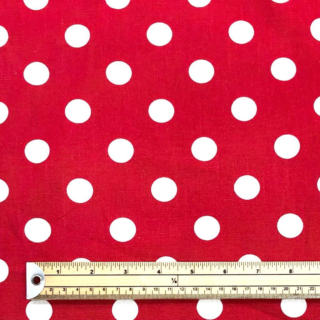 20mm White Polka Dot Cotton Canvas Fabric - Pound Fabrics