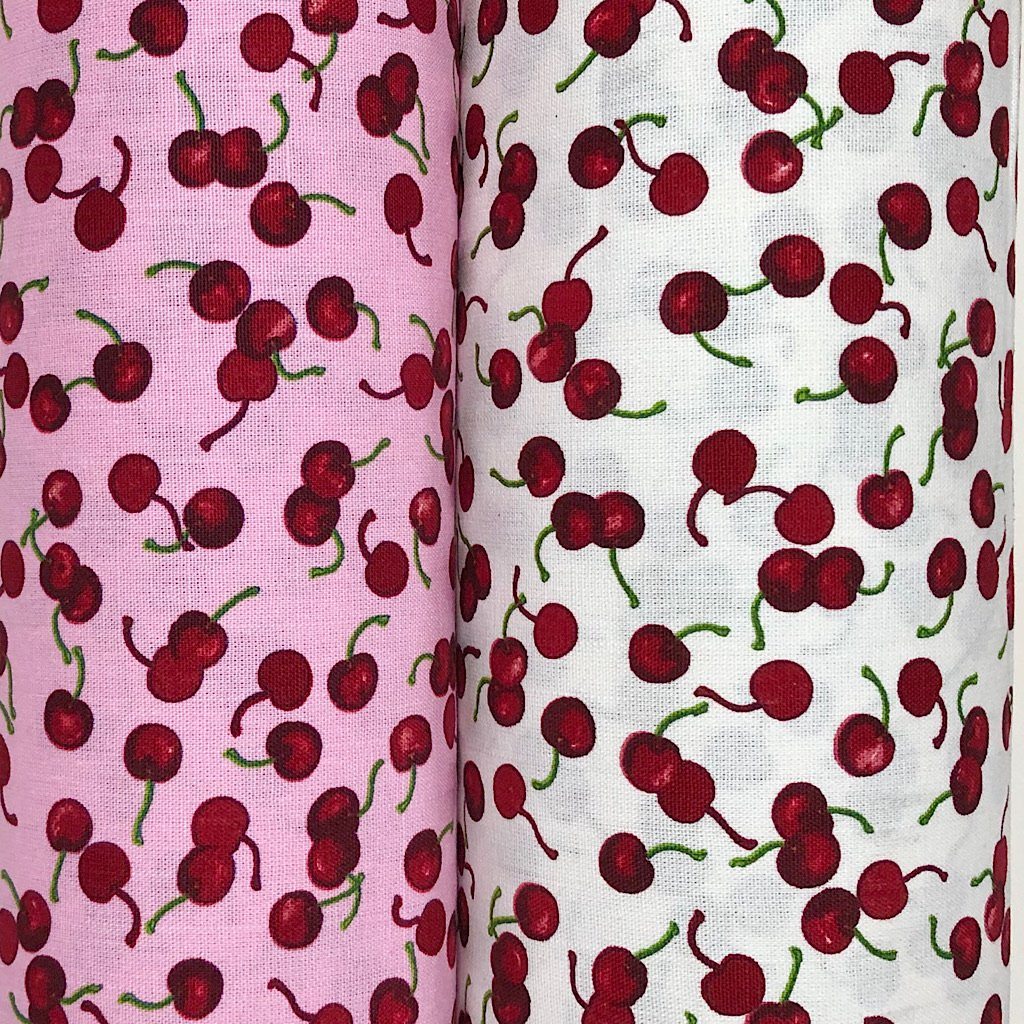 Small Cherries Cotton Canvas Fabric (4512456245271)