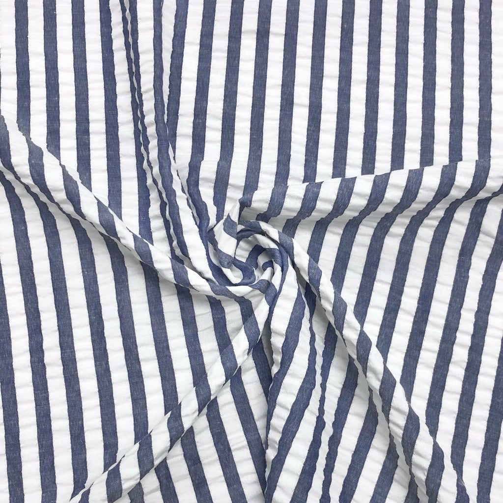 Wide Stripes Seersucker Fabric - Pound Fabrics