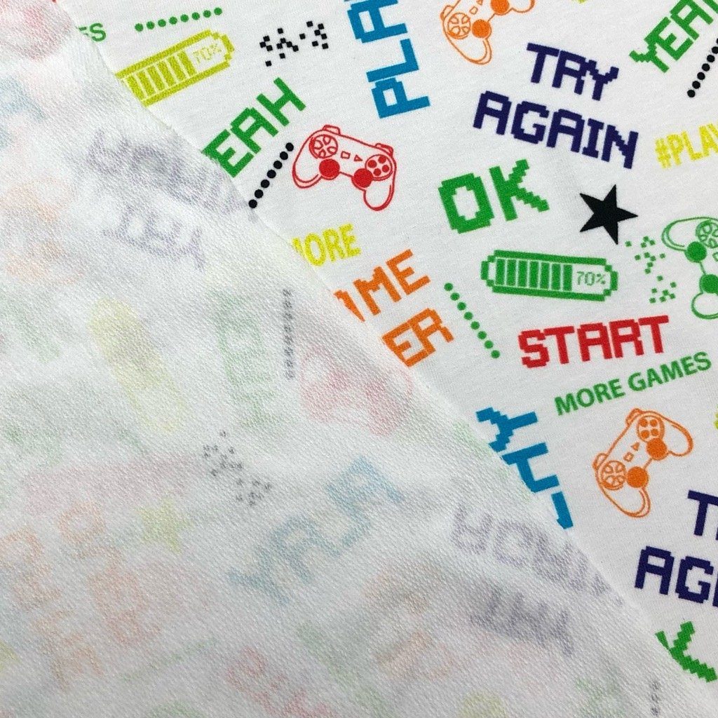 Gaming on White French Terry Fabric (6581836709911)