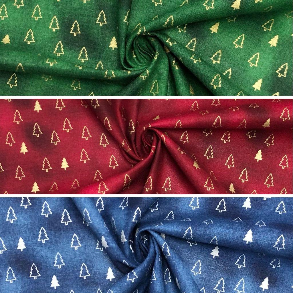 Metallic Foil Xmas Trees Blender Christmas Cotton Fabric - John Louden - Pound Fabrics
