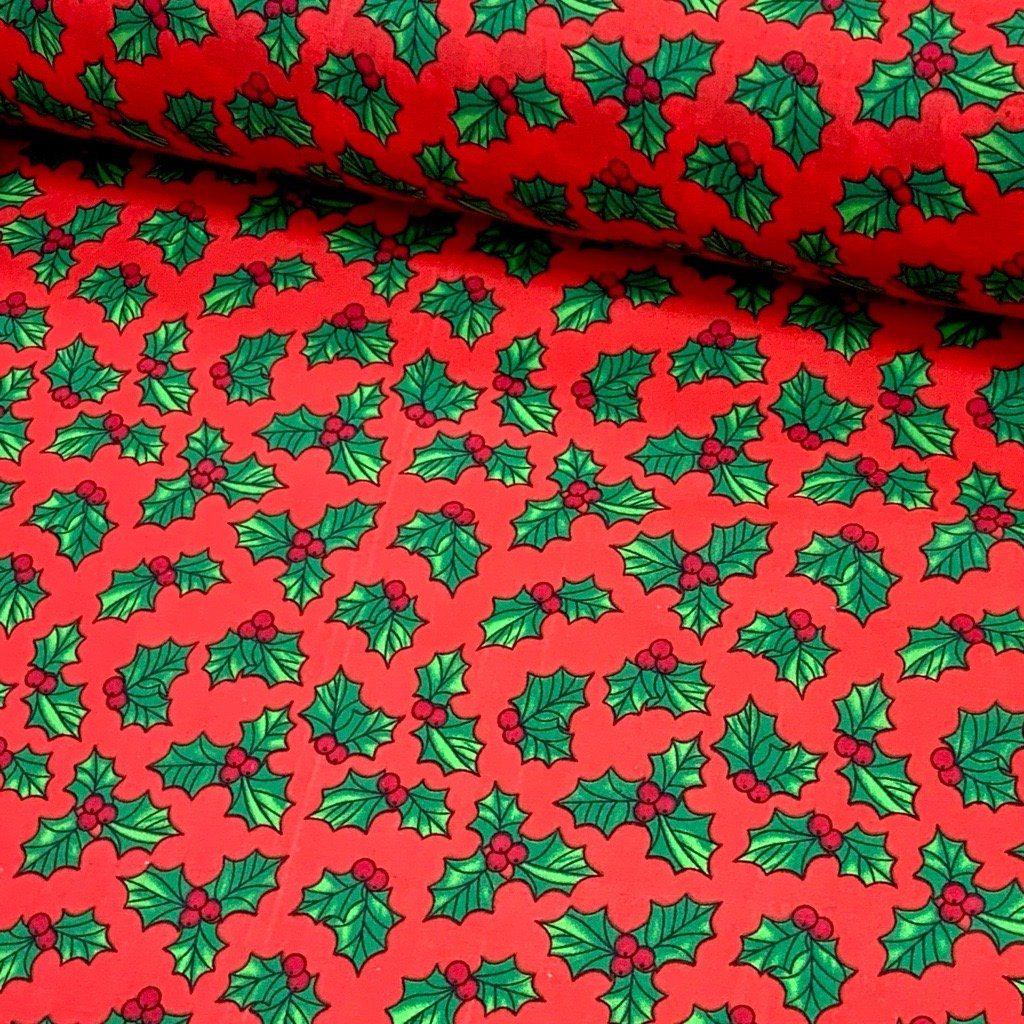 All Over Holly Polycotton Fabric - Pound Fabrics