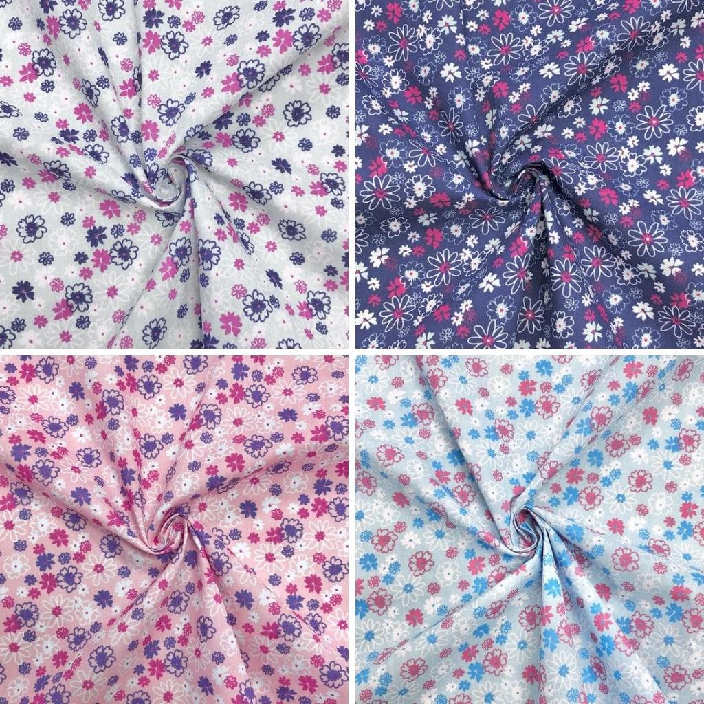 Multicoloured Mini Floral Polycotton Fabric - Pound Fabrics